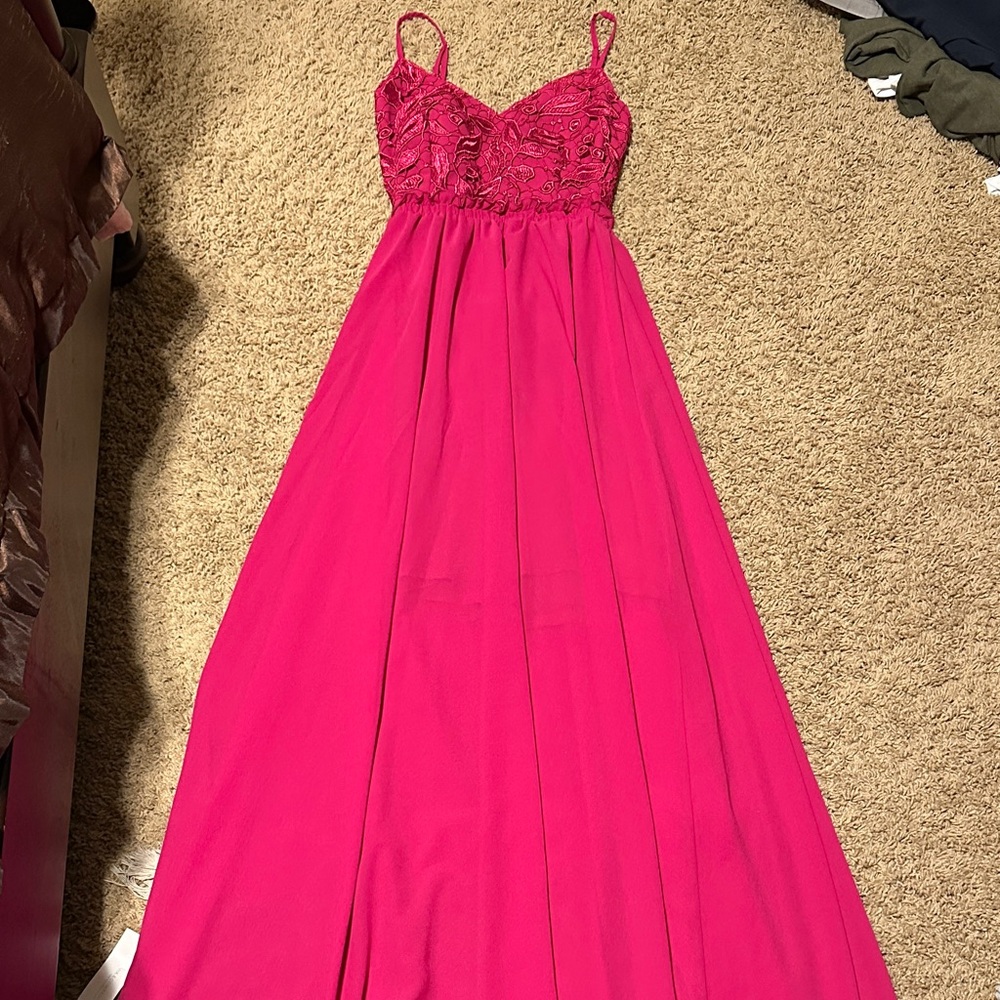 Modern Vintage Fuchsia Maxi Dress